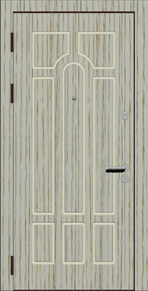 Классическая входная дверь с отделкой шпон 1013 золото и фрезеровкой А2